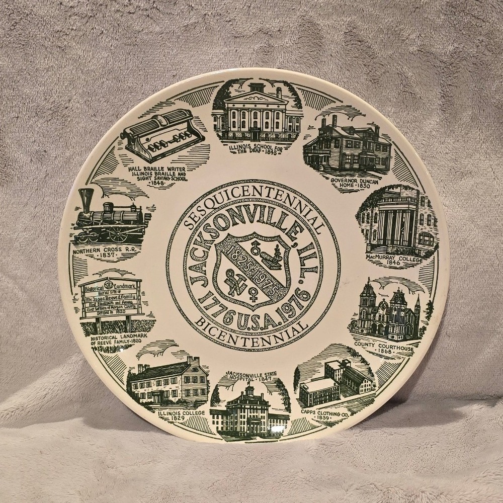 Vtg Kettlesprings Kilns Jacksonville IL Sesquicentennial Bicentennial Plate 1976